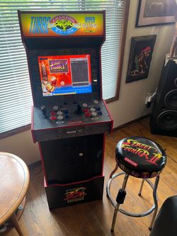 Arcade1Up Capcom Street Fighter 2 Yoga Flame Ed. 14-n-1 Arcade Game  (with Riser/Light-up Marquee/Gamer Stool)