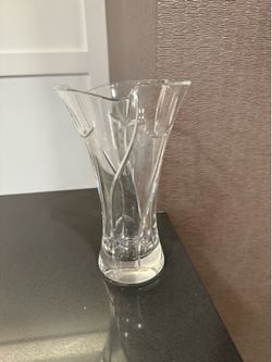 Vintage Cut Crystal Bamboo Design Vase- 8 inches tall and 5 across