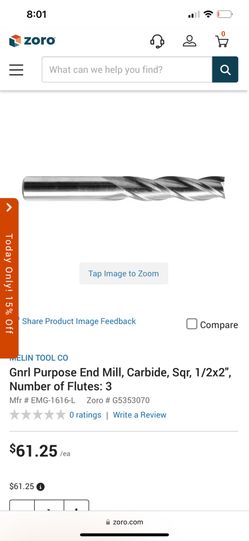 Gnrl Purpose End Mill, Carbide, Sqr, 1/2x2", Number of Flutes: 3