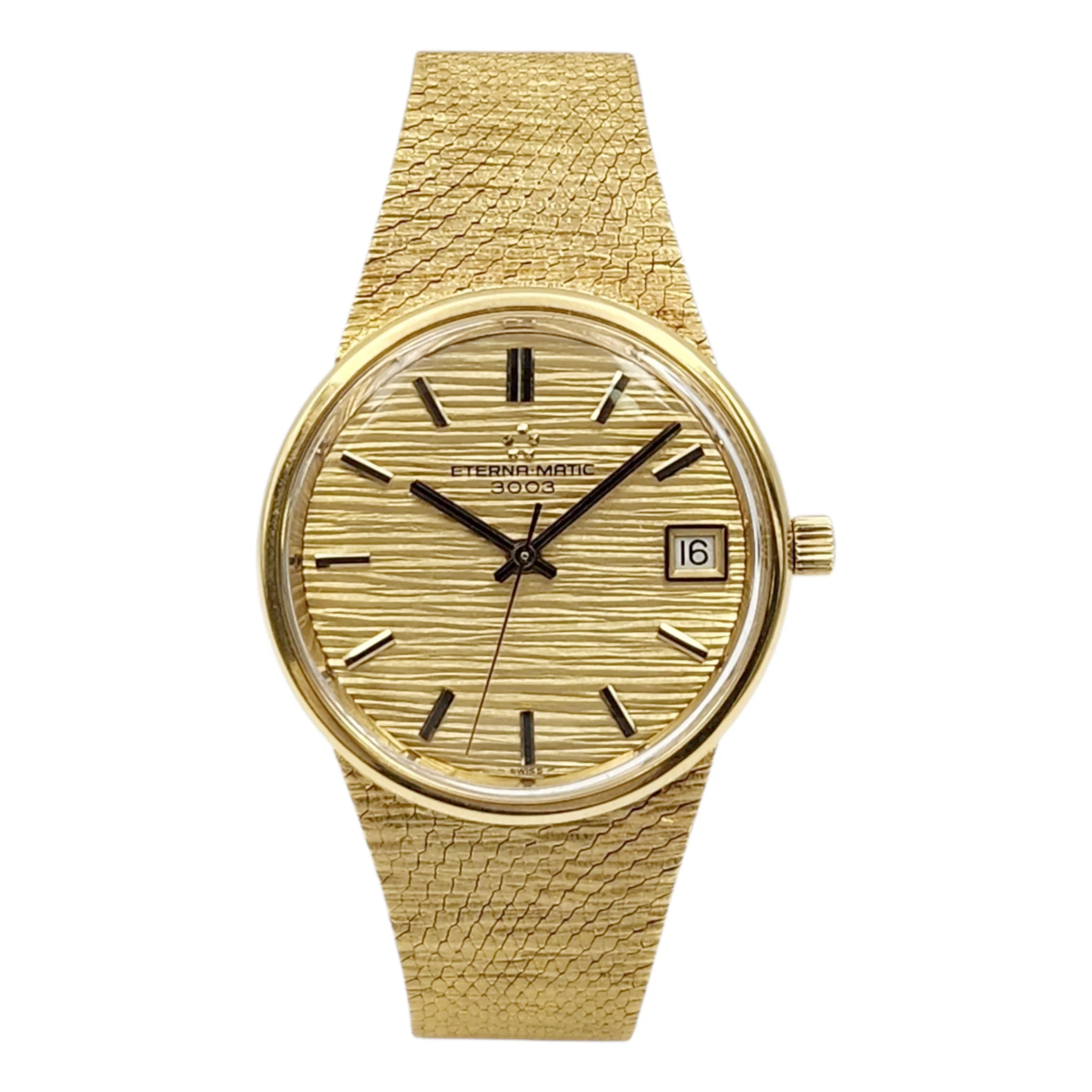 Unisex Eterna Matic 3003 18K Yellow Gold 34mm Manual Wind Watch