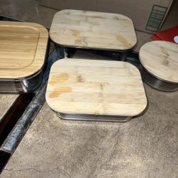 Set of 4 glass containers with bamboo tops!
