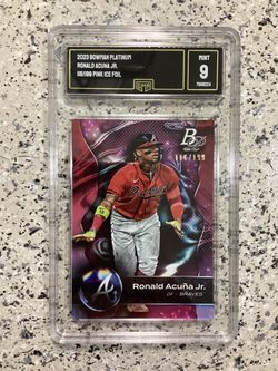 RONALD ACUNA JR Bow Platinum PINK ICE #/199 MINT 9