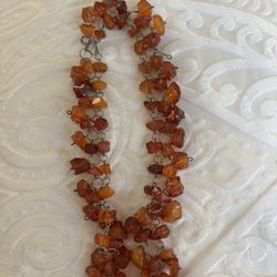 Vintage Soviet Baltic Amber Nugget Choker Necklace