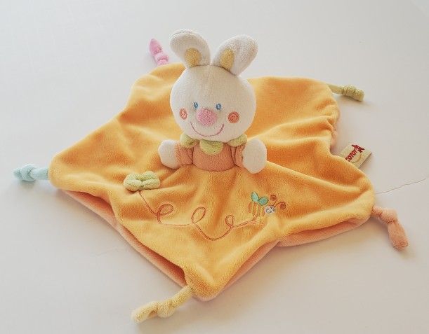 Nicotoy Doudou Plat Bunny Lovey Baby Security Blanket Plush Colorful Star Bee