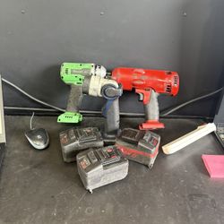 Snap on 1/2, 3/8 impact, and light with three batteries