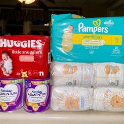 Baby’s Care Package. Huggies WTP Newborn 24ct, Huggies, WTP Newborn 72ct,Pampers 31Ct,Similac Alimentum Expires 2025-12 Oz Cans(2) $130 Value For $90.