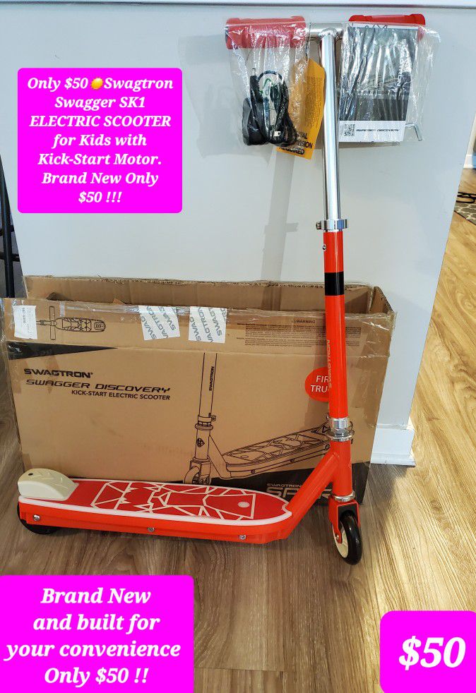 $50☀️Electric Scooter Swagtron Swagger SK1 for Kids with Kick-Start Motor. BRAND NEW Only $50 !!!