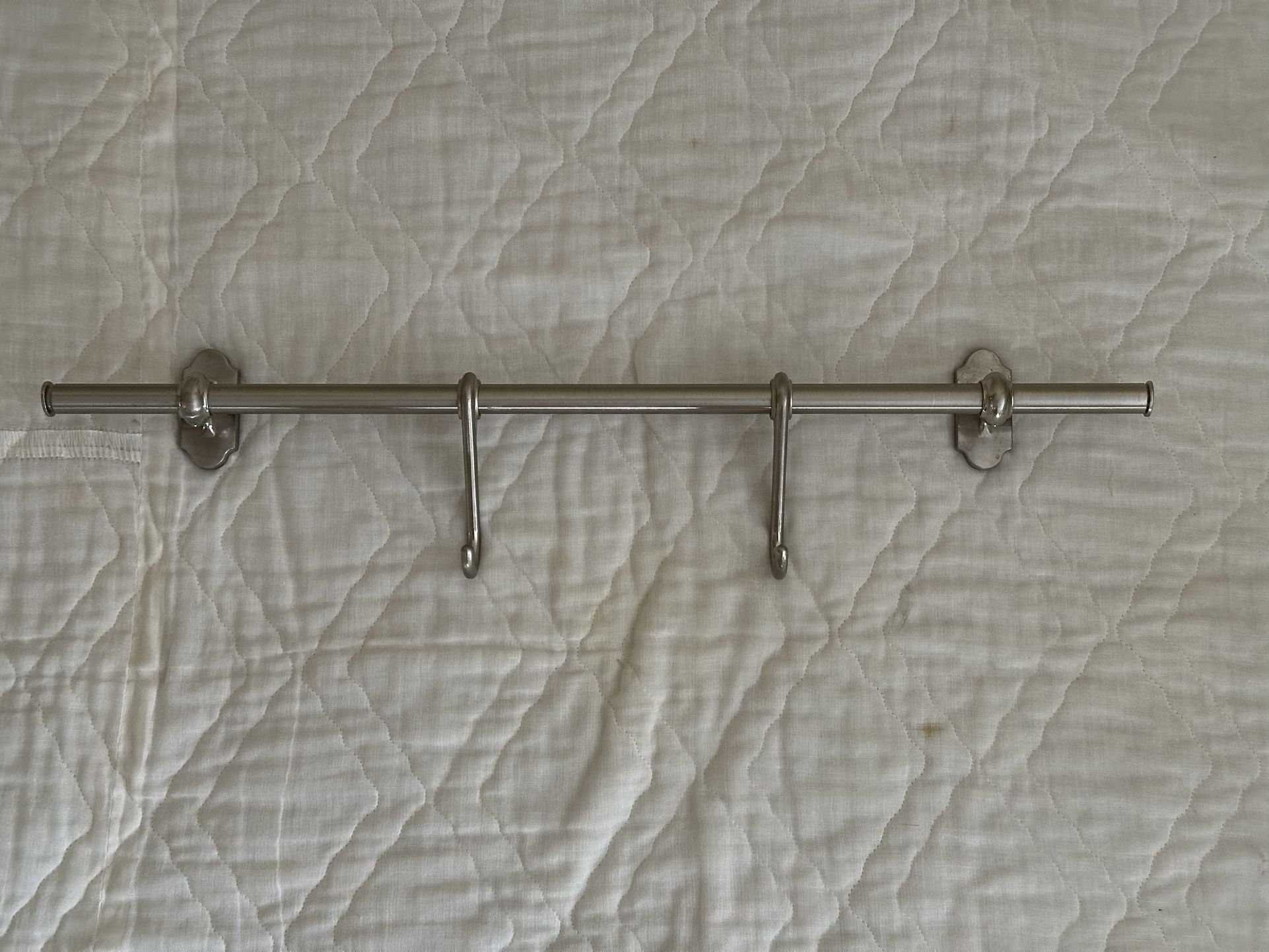Easy To Hang Brush, Nickel Towel Bar With Two Hooks