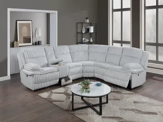 Brand New Light Grey Super Plush Corduroy Reclining Sectional Sofa