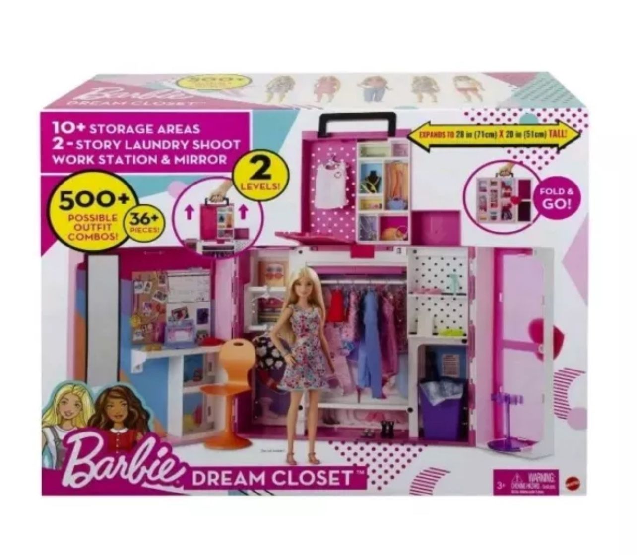 Barbie Dream Closet Playset with 35+ Clothes and Accessories Mirror and Laundry New
