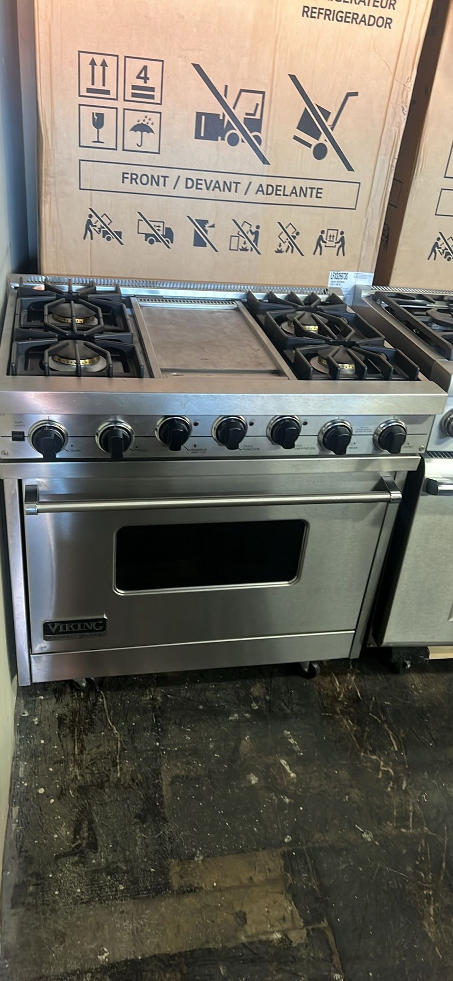 Viking 36”Wide Dual Fuel Range Stove Stainless Steel With Griddle 