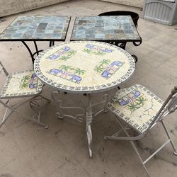 Outdoor patio Furniture Metal/stone/tile Mosaic Wrought Iron