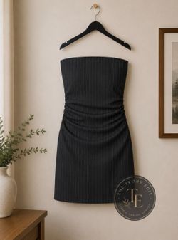Dark Gray Pinstripe Mini Tube Dress