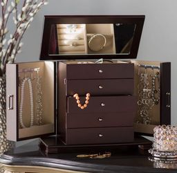 Wooden Jewelry Box with Mirror