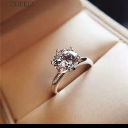 GENUINE 5 CT SILVER MOISSANITE SOLITAIRE RING SIZE 7.5