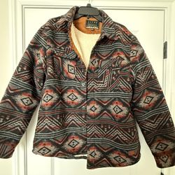 Jachs NY Southwestern Aztec Wool Blend Sherpa Jacket  Winter Coat