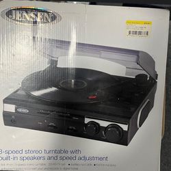 Jensen JTA-230 3 Speed Stereo Turntable with Built in Speakers, 
