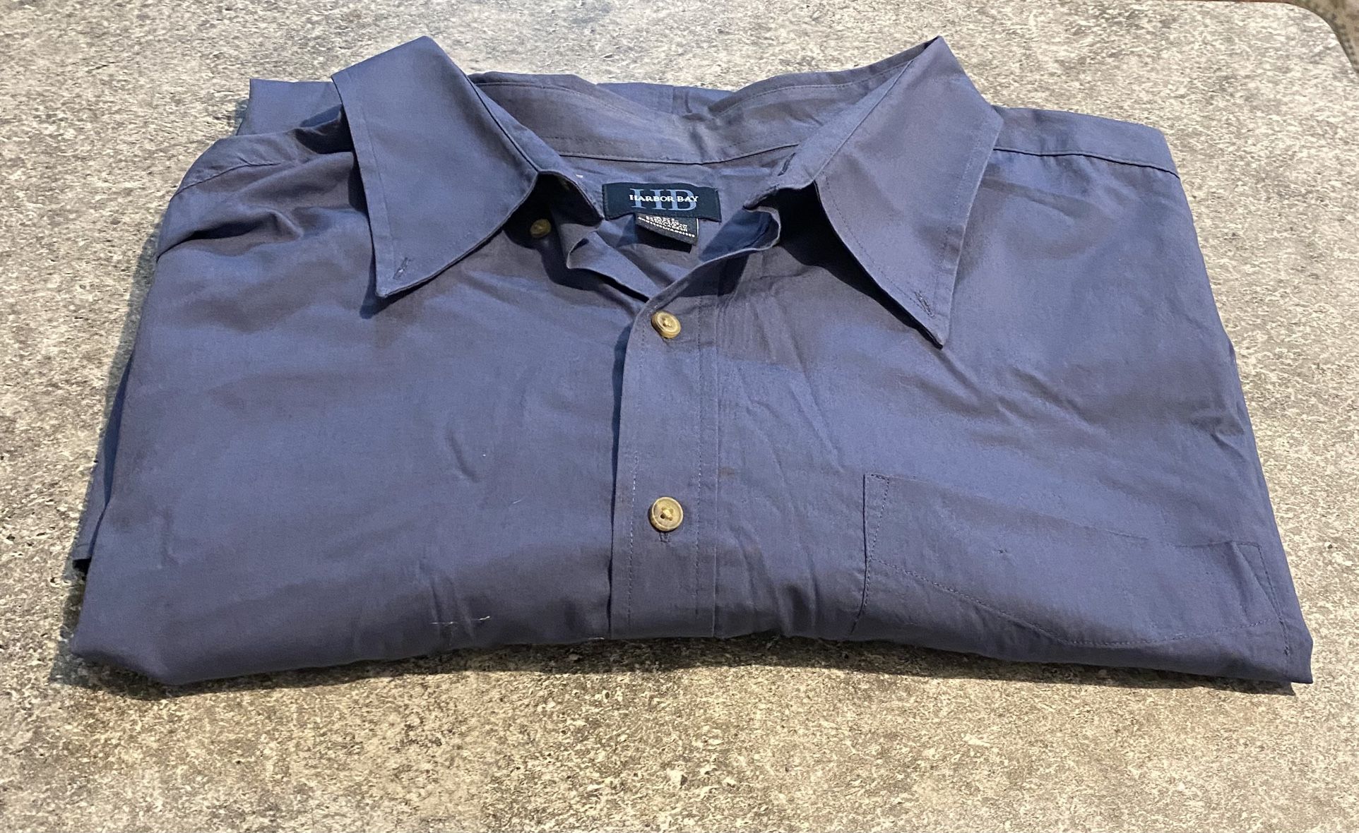 HB Harbor Bay, Mens Short Sleeve Button Down Shirt, 4XL Big,  Solid Blue 