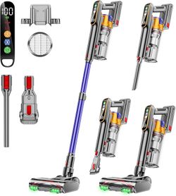 Cordless Vacuum Cleaner, 550W 45KPA 60 Mins Vacuum Cleaners, Stick Vacuum with 1.8L Large Dust Cup