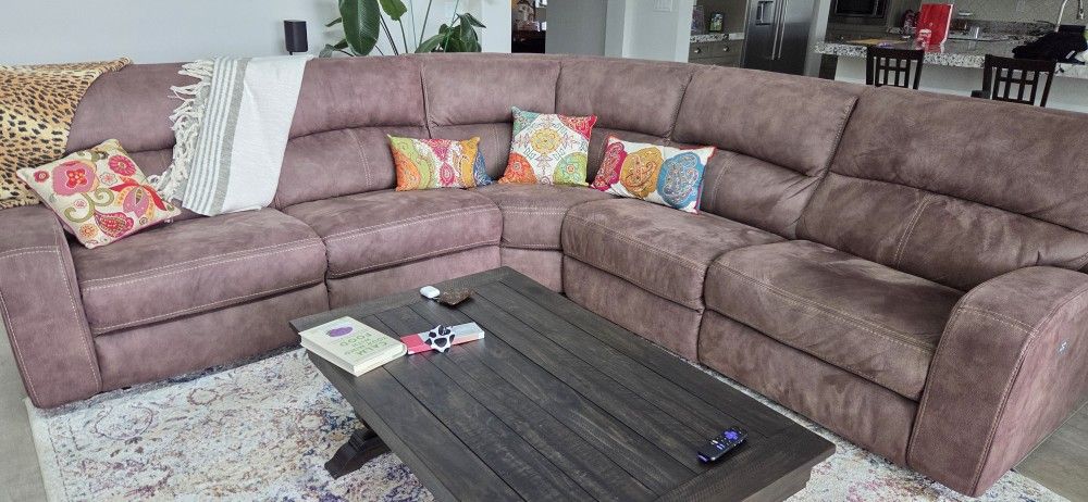 Macys BRAND sectional Suede Sofa Set