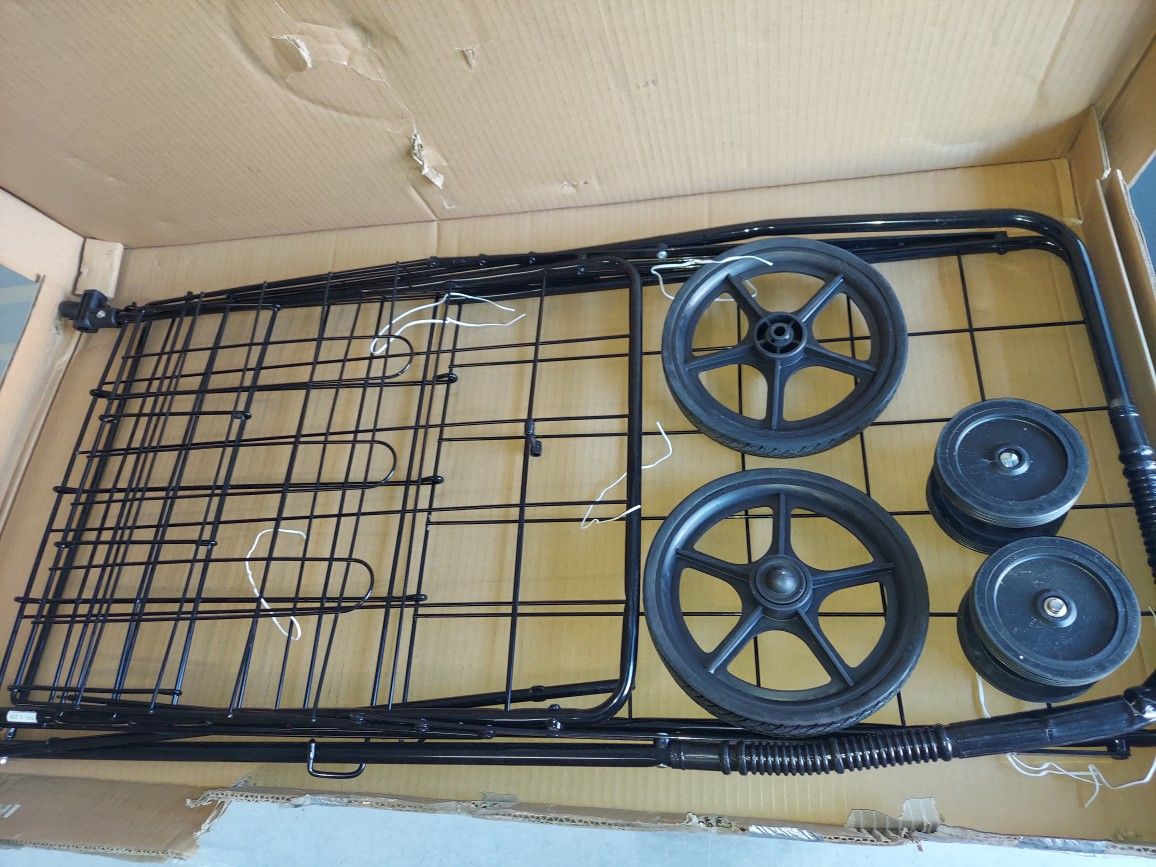 Folding Shopping Cart Jumbo Basket Grocery Laundry with Swivel Wheels Black