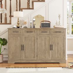 59.3" Wide Buffet Cabinet with Spacious Storage Cabinets, Modern 4-Drawer Sideboard Buffet, Wide Body Dining Room Buffet