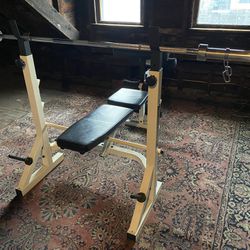 Weight Bench And 45lb Barbell