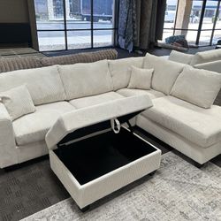 NEW Beige cream Corduroy Soft Sectional