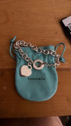 Tiffany & Co. Silver Heart Charm Toggle Bracelet