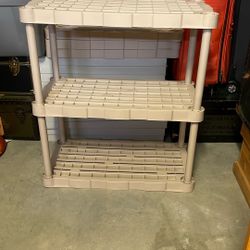 Heavy Duty Plastic Shelving. Shelves Are 3x1.5 Feet And 16” High. Two 5 Shelf Units. 