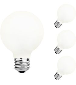 4 Pack LED VintageGlobe Light Bulb G80 7W E26 Base Porcelain White NEW Dimmable 