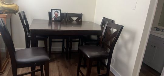 Dark Brown Counter Height Dining Table Set
