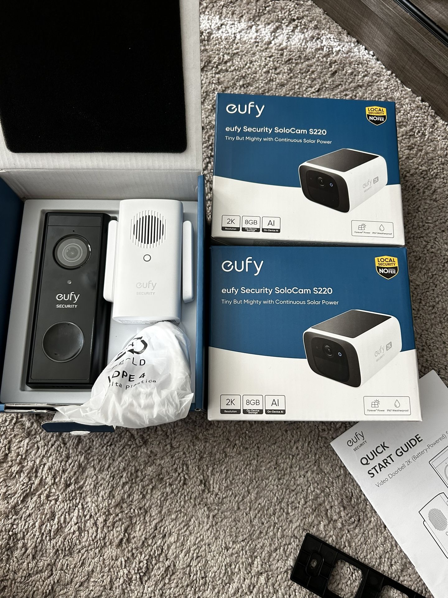 Eufy Doorbell W/ Chime And 2 Outdoors Cameras