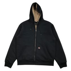 Dickies Sherpa Lined Hoodie Jacket XL Mens Black Fleece Sweatshirt Full Zip Work