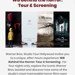 Behind The Horror Tour At Warner Bros Studio (2 Tix Conjuring 1 Night)