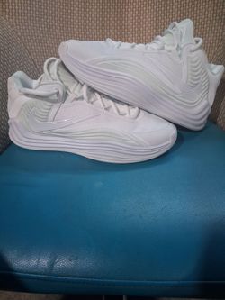 All-White Low-Top Basketball Sneakers