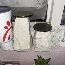 stone candle stand with flat top 2 pack 