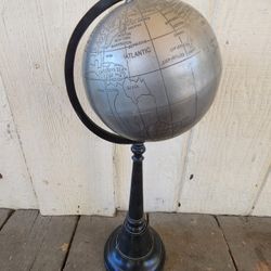 Pewter / Brass World Globe Desktop