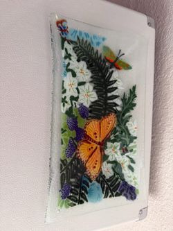 Fused Art Glass Decorative Tray Dish