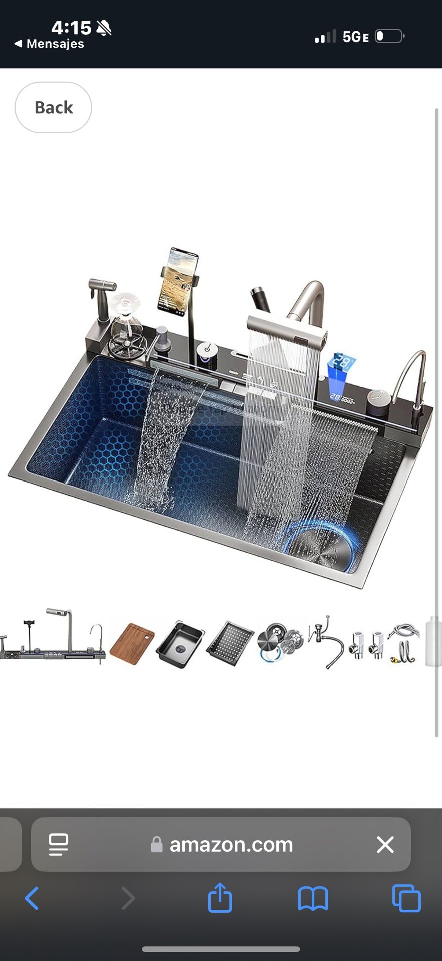 Modern Smart kitchen sink 304 Stainless Steel Single Bowl