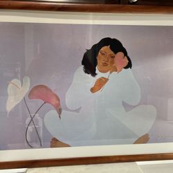Pegge Hopper 1980 Hawaiian Woman with Anthurium Signed Print