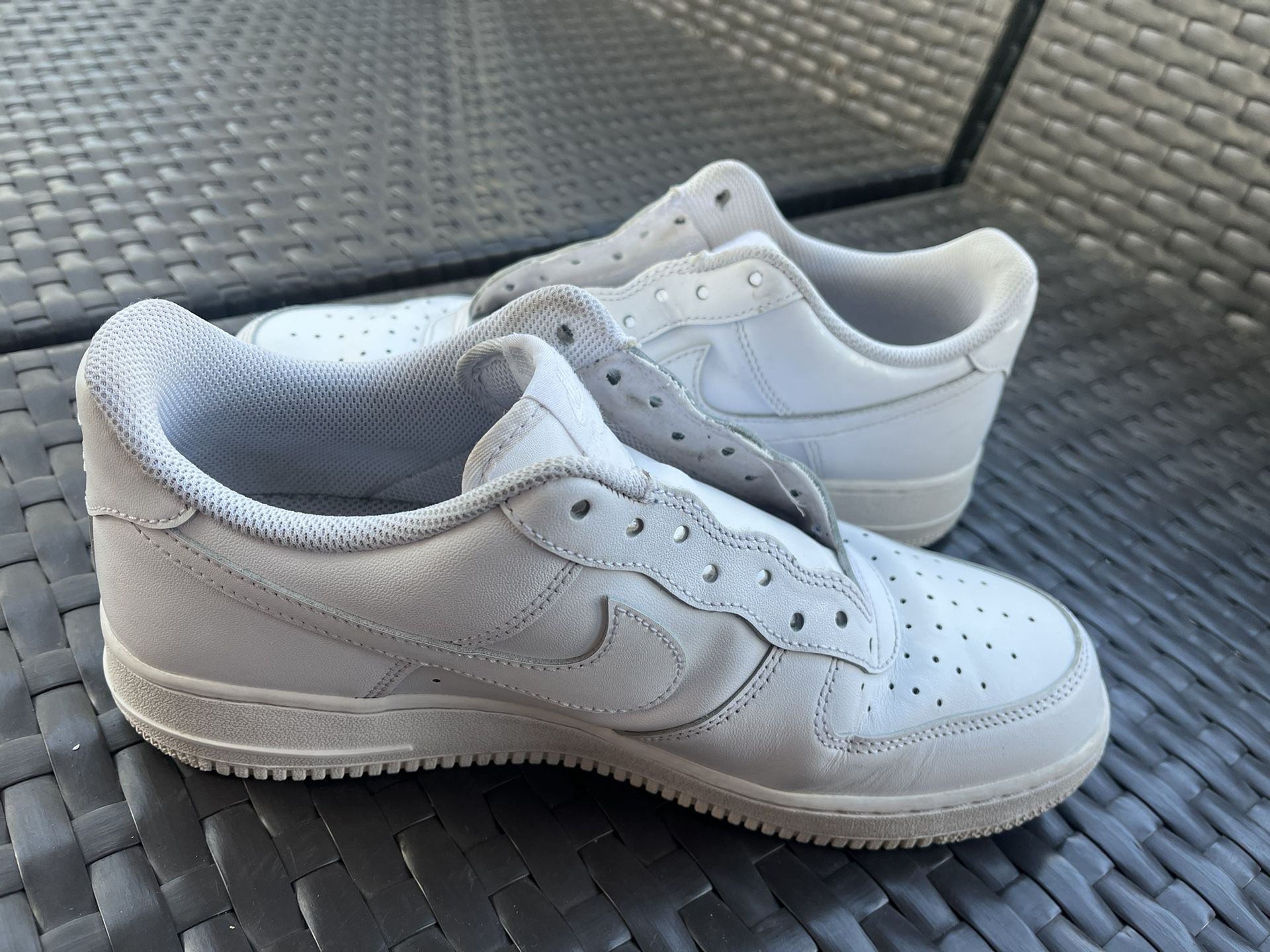 White Nike Air Force 1s (size 10)
