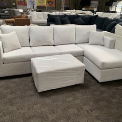New White Beige Sectional Sofa 