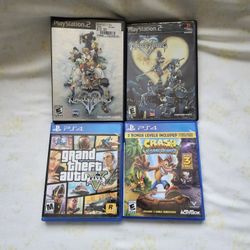 Ps2 KingdomHearts I-II Both Discs Have Some Scratches But Playable $15 Each, Ps4 GTA V $10,Crash Bandicoot N-Sane Trilogy $20 Clean Discs 