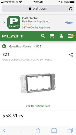 Gang Box Device Cover, 4-Gang, 3/4" Raised, Drawn, Metallic.