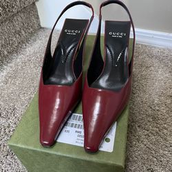 Gucci cherry red slingback leather pumps sz 36
