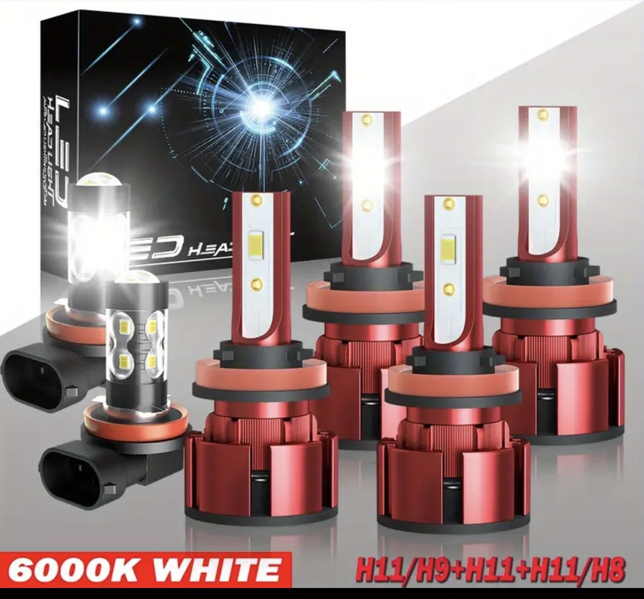6 Pcs Led Headlight Bulbs For Toyota Tacoma 2016-2020/ For Jeep Grand Cherokee 2016-2020