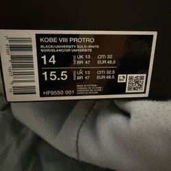 Men’s Size 14 Kobe 8 Protro "Lakers Away"or Hollywood Nights