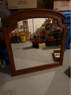 Cherry wood wall or dresser mirror