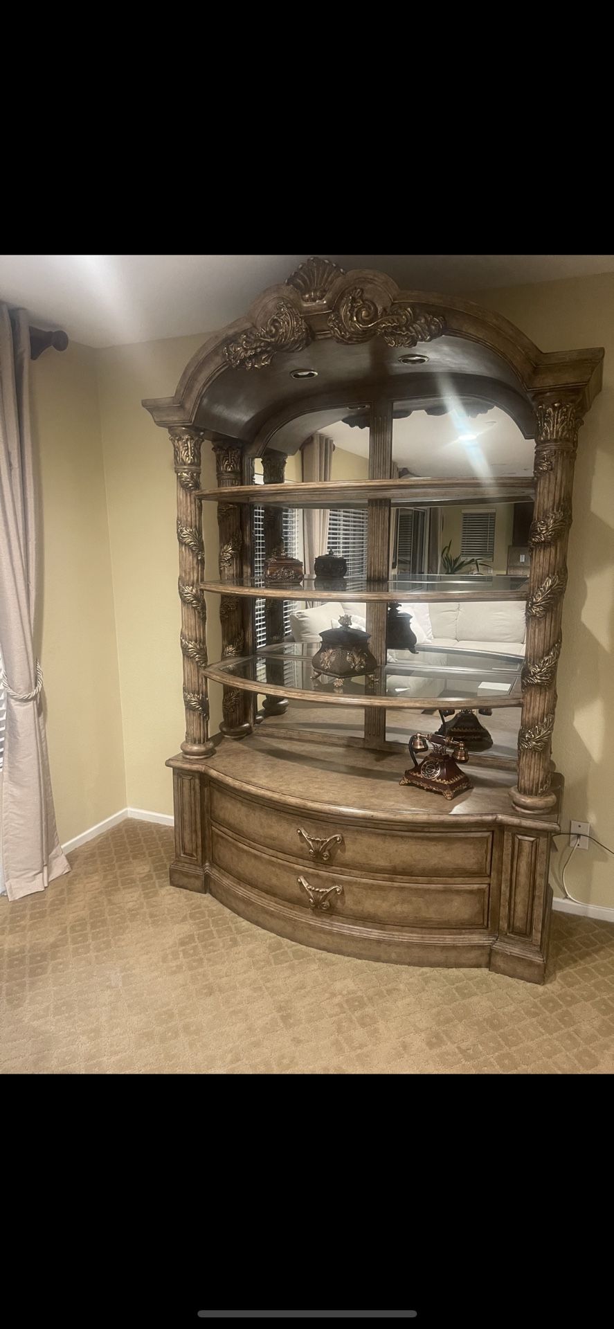 Display Cabinet With Shelves with bottom drawers
